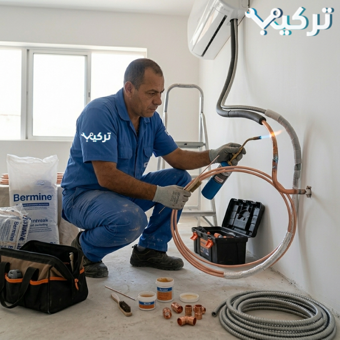 تمديد نحاس مع المواد